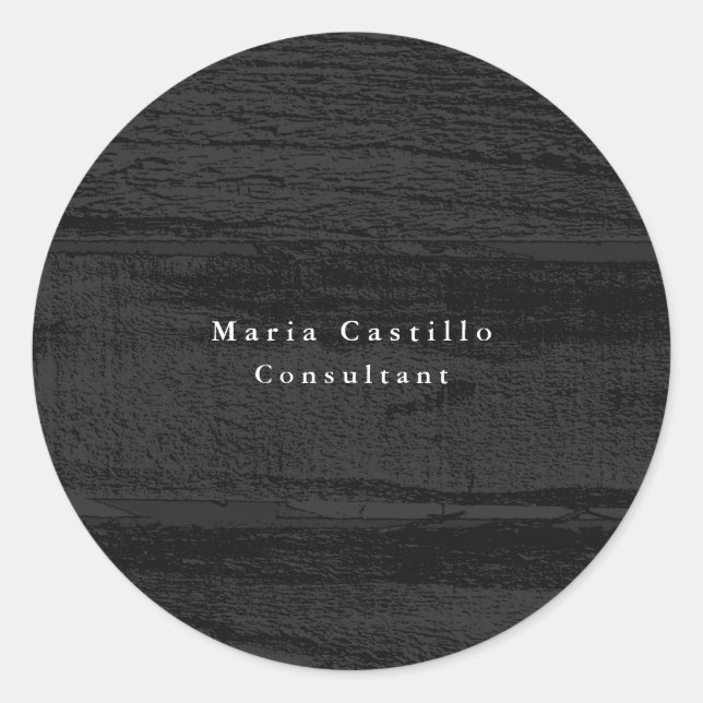 Plain Elegant Grey Wood Minimalist Modern Classic Round Sticker (Front)