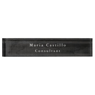 Plain Elegant Grey Wood Minimalist Modern Nameplate