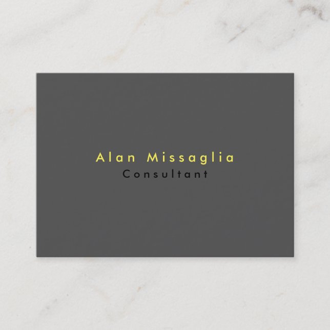 Plain Elegant Grey Yellow Minimalist Business Card (Front)