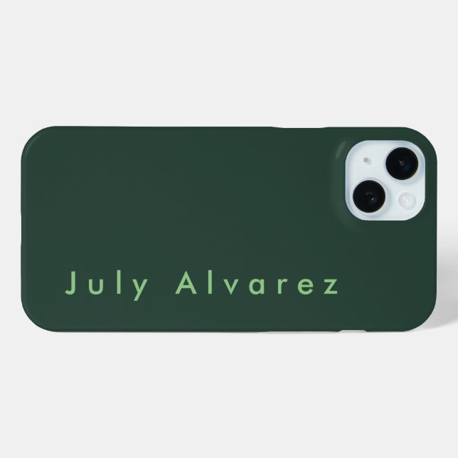 Plain Elegant Greyish Green Minimalist Add Name Case-Mate iPhone Case (Back (Horizontal))