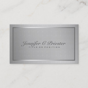 Plain Elegant Metallic Silver Grey And Black Business Card