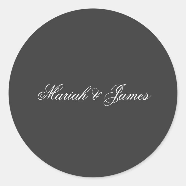 Plain Elegant Minimalist Modern Names Calligraphy Classic Round Sticker (Front)