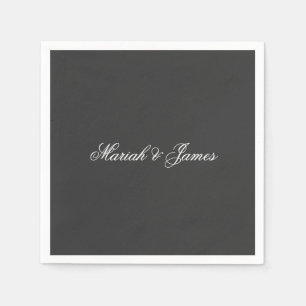 Plain Elegant Minimalist Modern Names Calligraphy Napkin