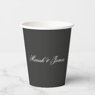 Plain Elegant Minimalist Modern Names Calligraphy Paper Cups
