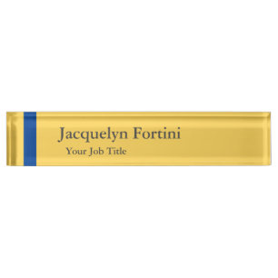 Plain Elegant Modern Minimalist Blue Yellow Nameplate