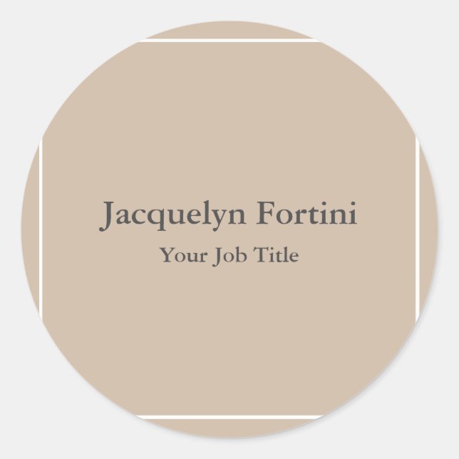 Plain Elegant Modern Minimalist Classic Round Sticker (Front)