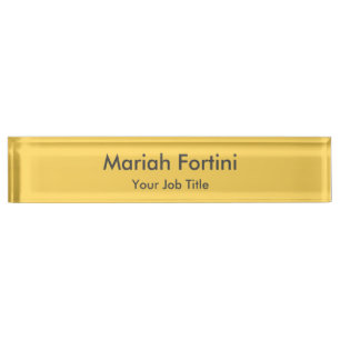 Plain Elegant Modern Minimalist Yellow Nameplate