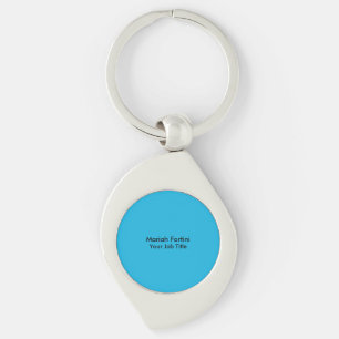 Plain Elegant Modern Minimalist Your Name Blue Keychain