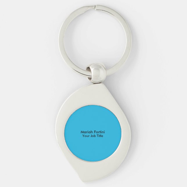 Plain Elegant Modern Minimalist Your Name Blue Keychain (Front)