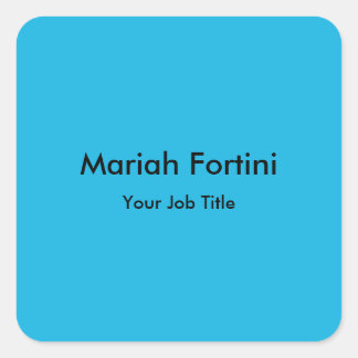Plain Elegant Modern Minimalist Your Name Blue Square Sticker