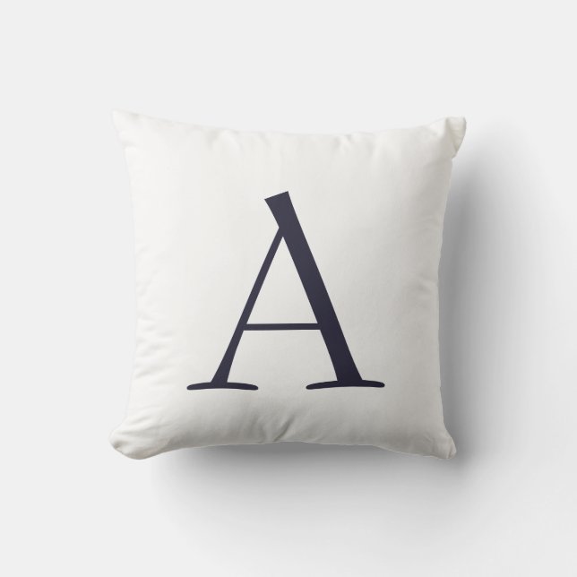 Plain Elegant Modern Monogram Initial Throw Pillow (Front)