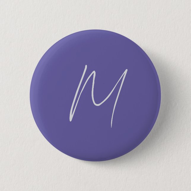 Plain Elegant Modern Own Name Monogram 2 Inch Round Button (Front)