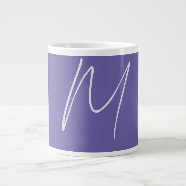 Plain Elegant Modern Own Name Monogram Large Coffee Mug (Front)