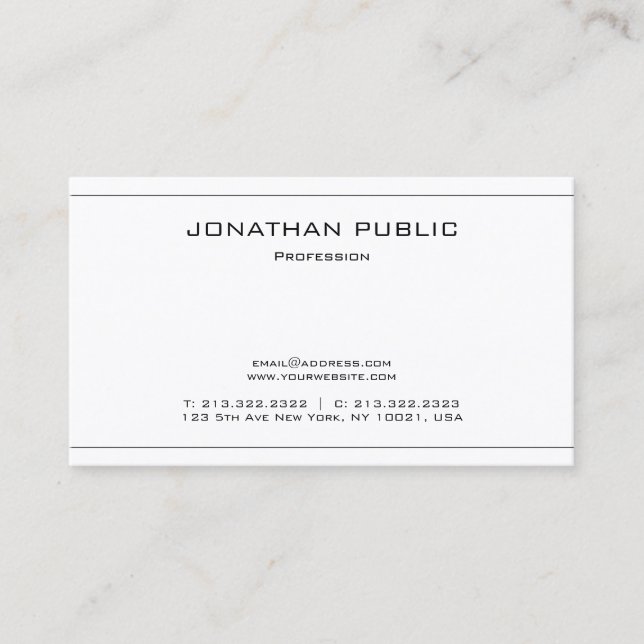 Plain Elegant Professional Clean Modern Trendy Business Card (Front)