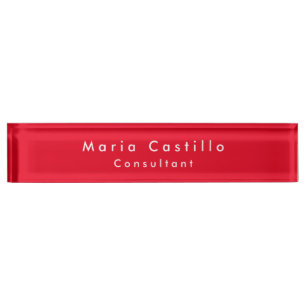Plain Elegant Red Minimalist Modern Nameplate
