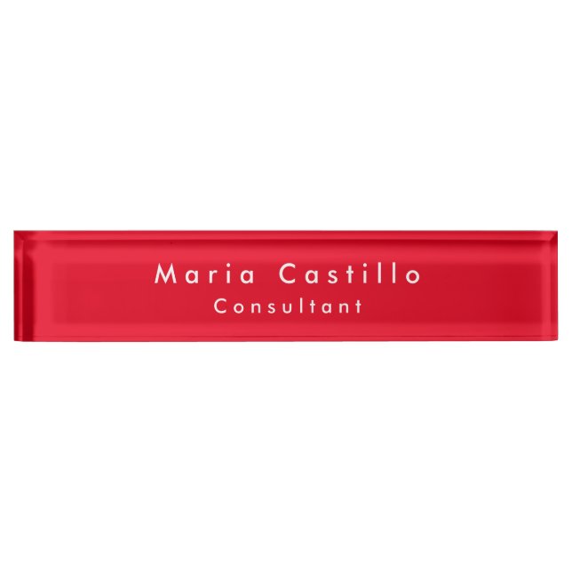 Plain Elegant Red Minimalist Modern Nameplate (Front)