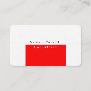 Plain Elegant Red White Minimalist Design Business Card