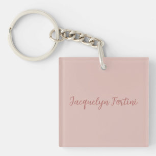 Plain Elegant Rose Gold Calligraphy Script Name Keychain