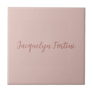 Plain Elegant Rose Gold Calligraphy Script Name Tile