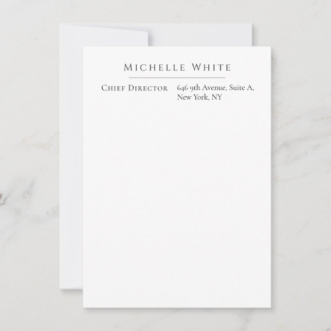  Plain Elegant White Professional Modern Card (Front)