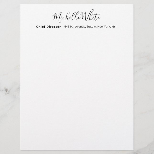  Plain Elegant White Professional Modern Letterhead (Front)