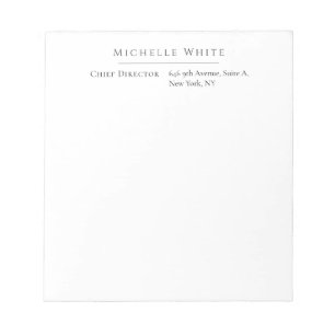 Plain Elegant White Professional Modern Notepad