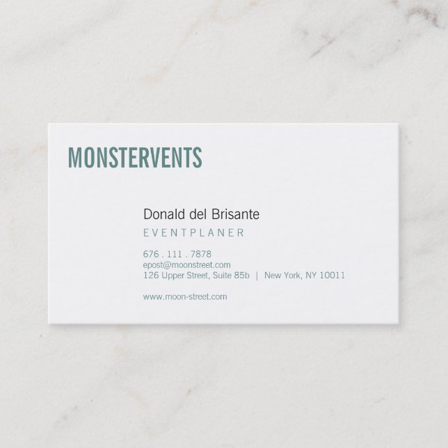 Plain Event Planer Business Card (Front)