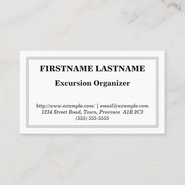 Plain Excursion Organizer Business Card (Front)