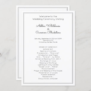 Plain Flat White Wedding Program Template