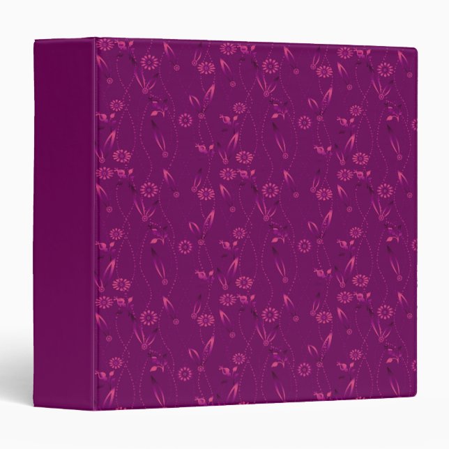 Plain floral pattern retro burgundy binder (Front/Spine)