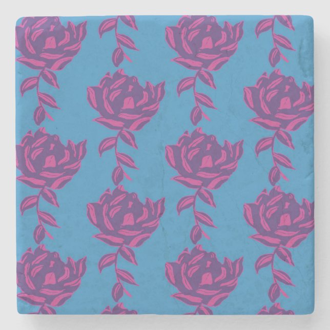 Plain Floral Stone Coaster (Front)