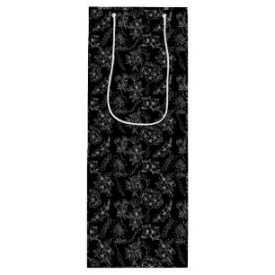 Plain flower pattern 01b Black BG Wine Gift Bag