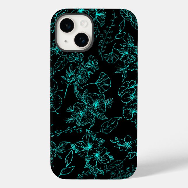 Plain flowers pattern 01.b Black BG Case-Mate iPhone Case (Back)