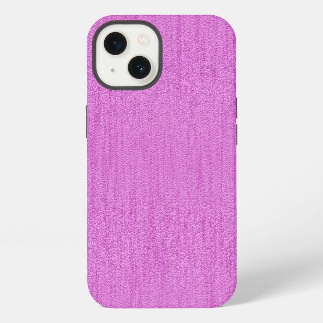 Plain Fuchsia (Crayola) with Wood Grain Monogram iPhone Case (Back)