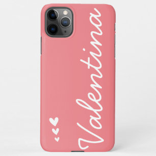Plain Girly Pink Hearts Custom Name Stylish Cool iPhone 11Pro Max Case
