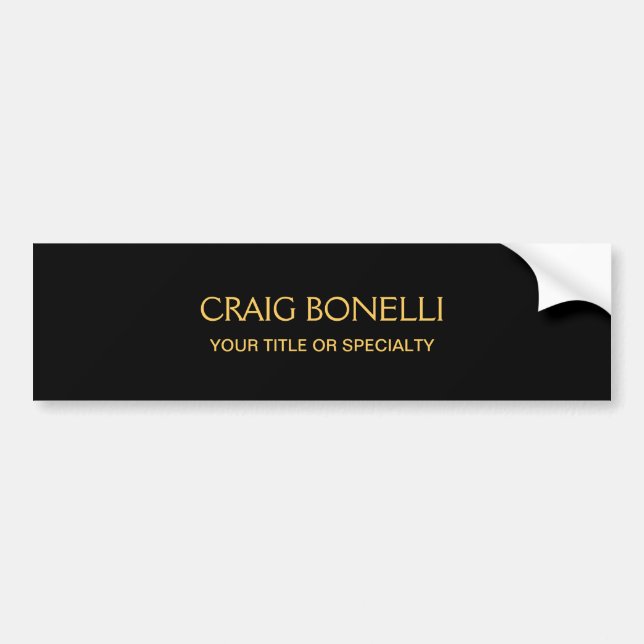 Plain Gold Black Colours Modern Minimalist Bumper Sticker (Front)