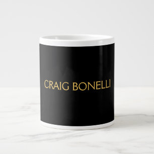 Plain Gold Black Colours Modern Minimalist Large Coffee Mug