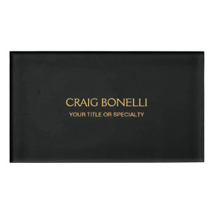 Plain Gold Black Colours Modern Minimalist Name Tag