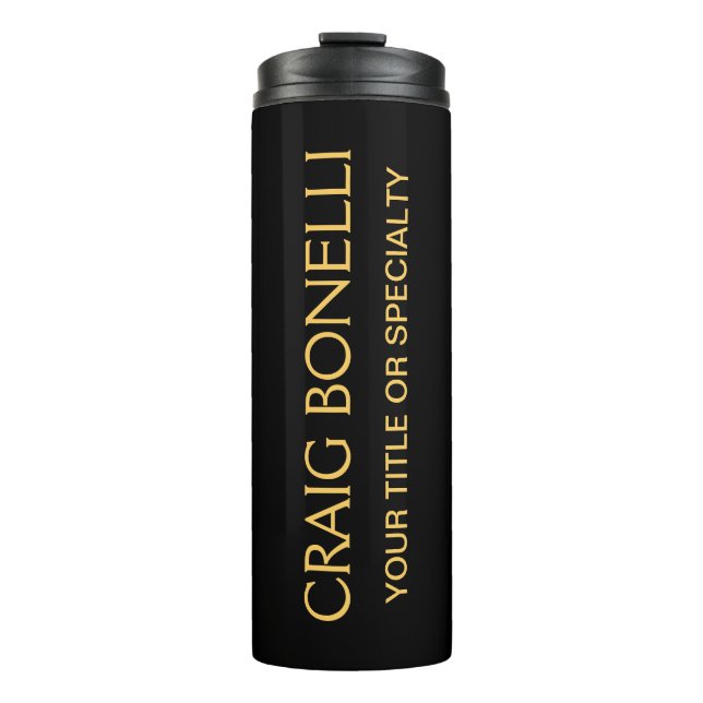 Plain Gold Black Colours Modern Minimalist Thermal Tumbler (Front)