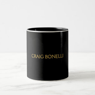Plain Gold Black Colours Modern Minimalist Two-Tone Coffee Mug