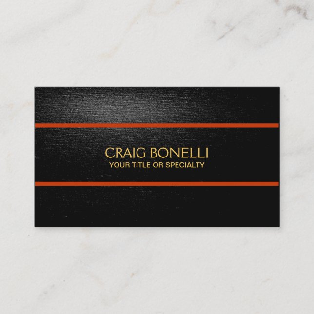Plain Gold Black Grey Orange Colours Modern Business Card (Front)