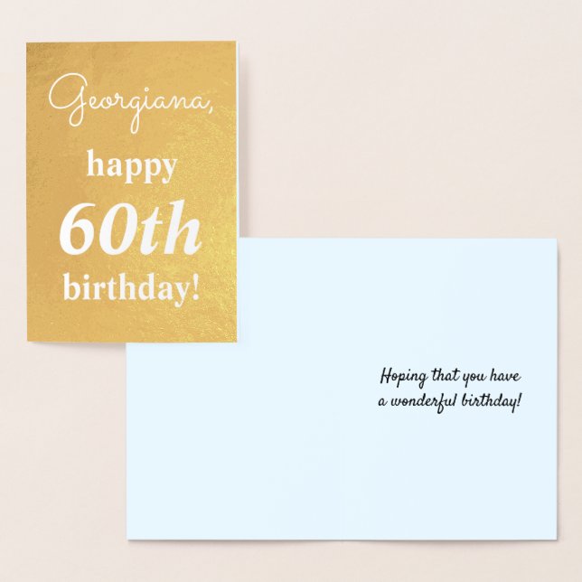 Plain Gold Foil 60th Birthday Greeting Card (Display)