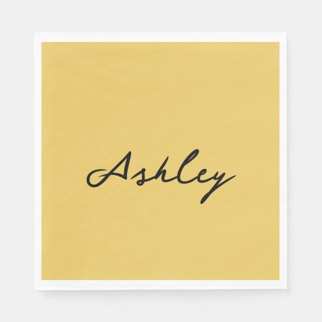 Plain gold script personalized napkin (Front)
