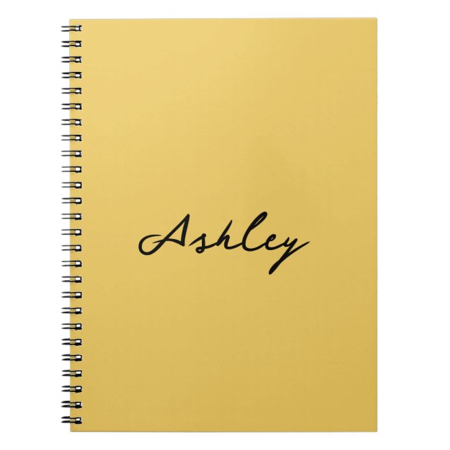 Plain gold script personalized notebook (Front)