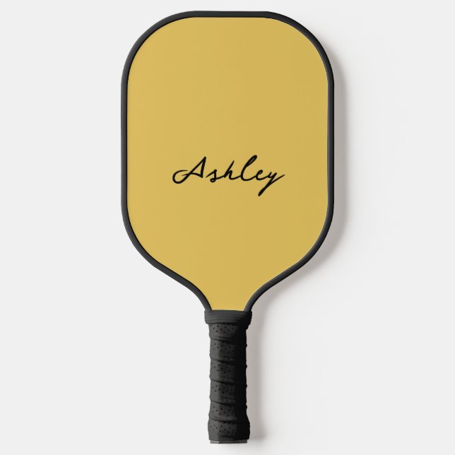Plain gold script personalized pickleball paddle (Front)