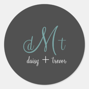 Plain Graphite + teal Monogram stickers