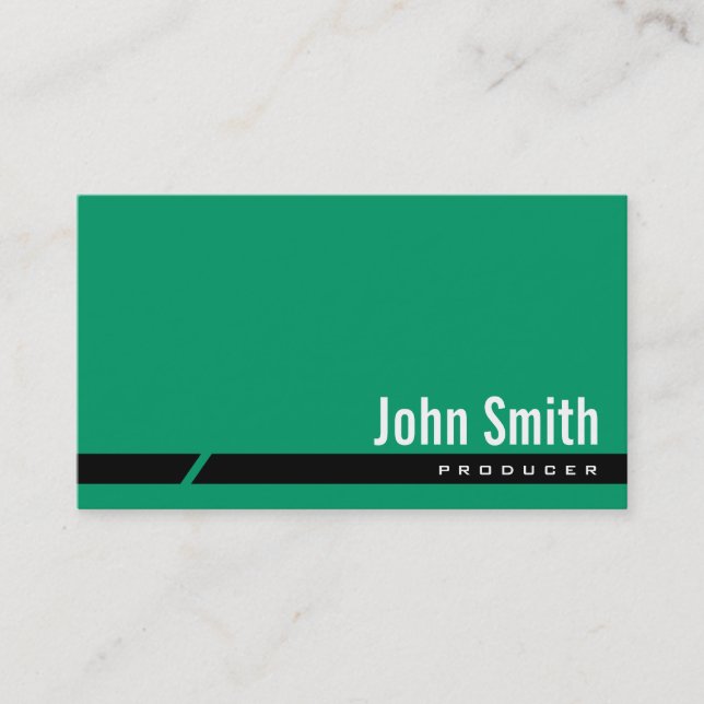 Plain Green Black Stripe Producer Business Card (Front)