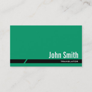 Plain Green Black Stripe Translator Business Card