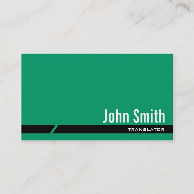 Plain Green Black Stripe Translator Business Card (Front)