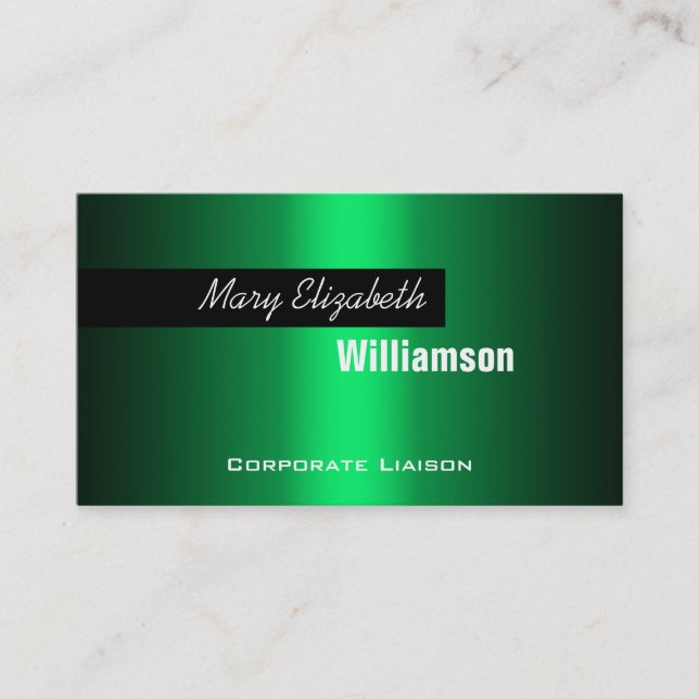 Plain Green Modern Professional Business Cards (Front)